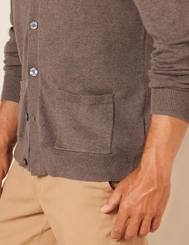Amazon Essentials Men's Cotton Cardigan Sweater, Brown Heather, Medium - Image 4