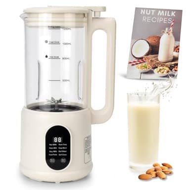 Nut Milk Maker, 8 in 1 Homemade Automatic Plant-Based Milk, Soy Milk, Oat Milk, Almond Milk, Coconut Milk & More, Multifunctional/12 Hours Timer/Auto-Clean/Room Temp/Keep Warm/Boil/Room Temp/Low-Noise - Image 1