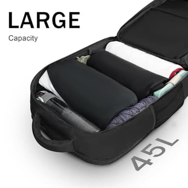 MATEIN Extra Large 45L Travel Laptop Backpack, Airline Approved Carry on Backpack with USB Port & Shoe Compartment, Water Resistant Luggage College Overnight Weekender Travel Bag Fit 18" Laptop, Black - Image 3