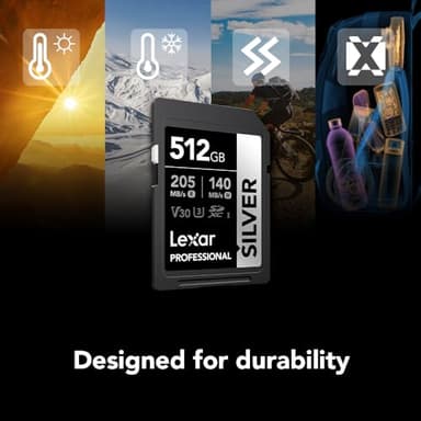 Lexar 512GB Professional Silver SD Card, UHS-I, C10, U3, V30, 4K, Up to 205/140 MB/s SDXC Memory Card, for Professional Photographer, Videographer, Enthusiast (LSDSILV512G-BNNNU) - Image 5