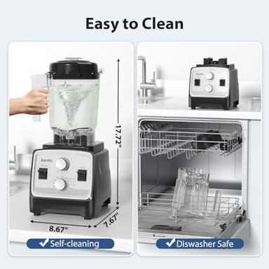 Aeitto Blenders for Kitchen with 1800W Motor, 68 Oz. Large Capacity, 2-in-1 Blender & Grinder Combo, BPA-Free Countertop Professional Blender for Smoothies, Ice Crush, Frozen Drinks, Platinum - Image 6