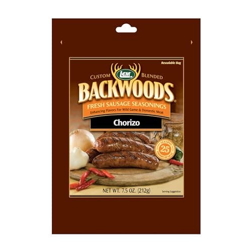 LEM Products Backwoods Chorizo Fresh Sausage Seasoning, Ideal for Wild Game and Domestic Meat, Seasons Up to 25 Pounds of Meat, 7.5 Ounce Packet - Image 1