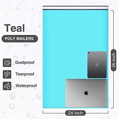 UCGOU 24x36 Teal Large Poly Mailers Shipping Bags 50 Pcs Waterproof Tearproof Bulk Poly Bags for Shipping Poly Mailers for Clothes Mailing Bags for Small Business - Image 2