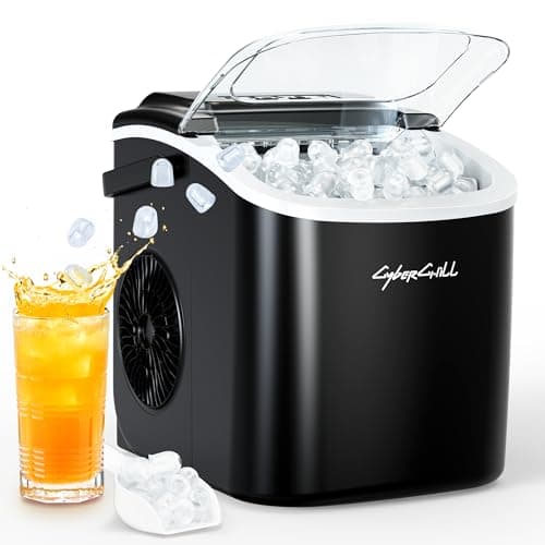 CyberChill Countertop Ice Maker, Portable Ice Machine with Handle, 6 Mins Fast Ice, 26 lbs/Day, Self-Cleaning with Ice Basket & Scoop, for Home, Kitchen, RV, Camping - Image 1