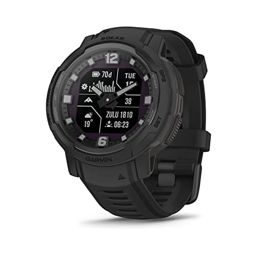 Garmin Instinct Crossover Solar - Tactical Edition, Rugged Hybrid Smartwatch with Solar Charging Capabilities, Tactical-Specific Features, Analog Hands and Digital Display, Black - Image 1