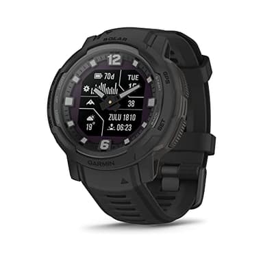 Garmin Instinct Crossover Solar - Tactical Edition, Rugged Hybrid Smartwatch with Solar Charging Capabilities, Tactical-Specific Features, Analog Hands and Digital Display, Black - Image 1