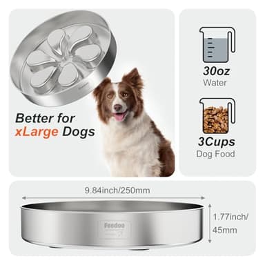 Feedoo Slow Feeder Dog Bowls Large Breed 3Cups, Food Grade 304 Stainless Steel Dog Bowls with Non-Slip Base, Maze Pet Dish to Slow Down Eating, Metal Slow Feeder Dog Bowl - Image 3