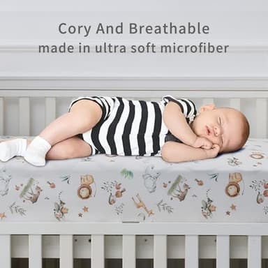 Crib Sheet for Boys and Girls, Super Soft Microfibre Crib Sheet Set, Breathable Cot Sheet, for Cot and Toddler Mattress, 130x70x20cm, 4pcs - Image 5