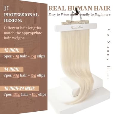 Ve Sunny Blonde Clip in Hair Extensions Real Hair Extensions Clip in Human Hair Clip in Extensions Real Human Hair Natural Look Human Hair Extensions Clip ins 18inch 7pcs 120g - Image 2