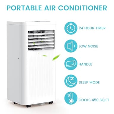 Portable Air Conditioners 10,000 BTU,Air Conditioner Portable Cooling up to 450 Sq. Ft. with Dehumidifier, Fan & Sleep Mode, 3-in-1 Standing AC with RC, 24H Timer & Window Kit for Bedroom, Office - Image 5