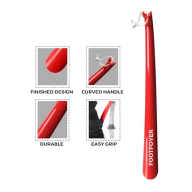 Footfoyer Long shoehorn that is comfortable to wear and has a handle is ideal for both men and women (Red(SNL)) - Image 3