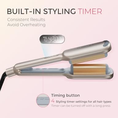 Curling Iron Hair Crimper Waver - TYMO ROVY Beach Waves Curling Wand, Ionic Deep Waver Hair Curler Tool with Ceramic 3 Barrel for Women, Dual Voltage, Anti-Scald, Easy to Use, Elegant Gold, 1 Inch - Image 6