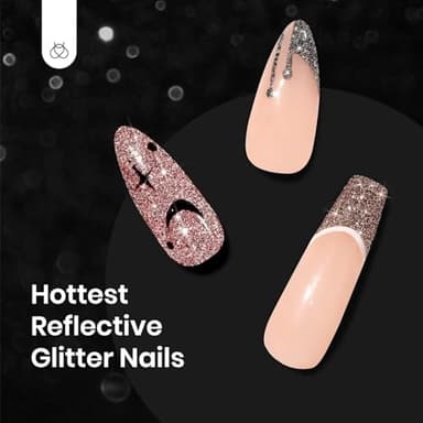 Beetles Reflective Glitter Gel Nail Polish Set, 6 Colors Holographic Sparkle Glitter Gel Polish Flash Diamond Sliver Gold Black Red UV LED Soak Off Manicure Gift for Women Girls - Image 5