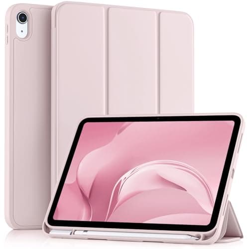 Akkerds Compatible with iPad (A16) 11th Generation Case 11 Inch 2025, for iPad 10th Generation Case 10.9 Inch 2022 with Pencil Holder, Slim Trifold Stand Protective Cover with Soft TPU Back, Pink - Image 1