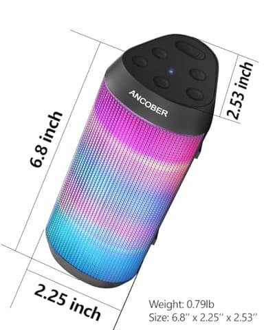 Bluetooth Speaker, Portable Wireless, Powerful Sound with Cool Lights, IPX4 Waterproof, TWS Pairing, BT5.3, for Outdoor/Indoor/Party/Shower, Electronics Gadget, Stocking Stuffers, White Elephant Gifts - Image 9