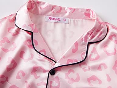 Topgal Big Girls Jammies Size 12 – Lovely Pink Leopard Short Sleeve & Pants Button Down PJ Set Sleepwear - Image 2