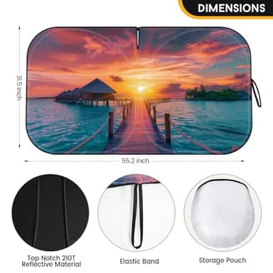 Car Windshield Sun Shade - Foldable Car Sun Shade Windshield for Front Window, Reflector Sunshade Offers Ultimate Protection for Cars Interior (55.2 x 31.5 in) - Image 3