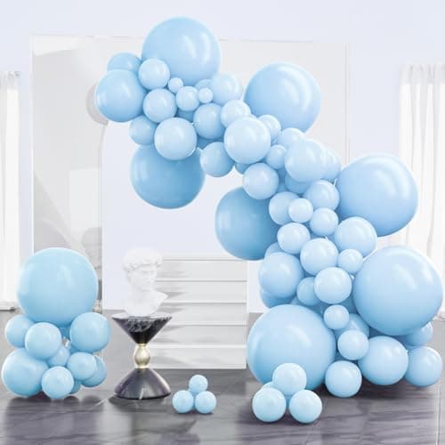 PartyWoo Baby Blue Balloons 100 pcs Different Sizes of 18 12 10 5 Inch Light Pastel Sky Aqua Blue Balloon Arch Kit Garland for Graduation Baby Shower Gender Reveal Party Decorations Blue-Q13 - Image 1