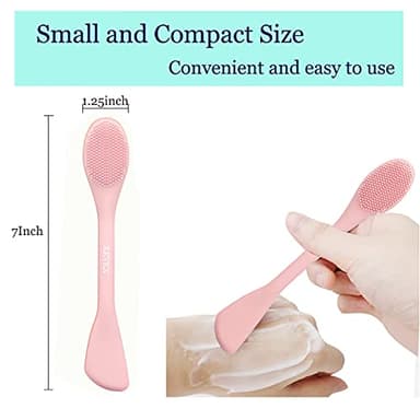 REVEX Silicone Face Mask Applicator,Face Scrubber,Lymphatic Drainage Massager,Pore Cleaning Brush,2Pcs Mask Applicator Tool for Facial Mud,Contour Face Brush for Lymphatic Drainage.(Pink+Gray) - Image 5