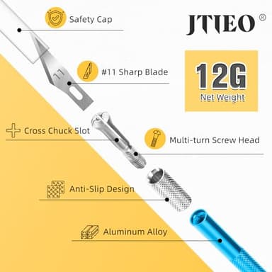 JTIEO Exacto Knife,Hobby Knife,74 Pack with 4 Upgrade Sharp Hobby Knives and 70 Spare Exacto Knife Blades for Art, Scrapbooking (Blue) - Image 4