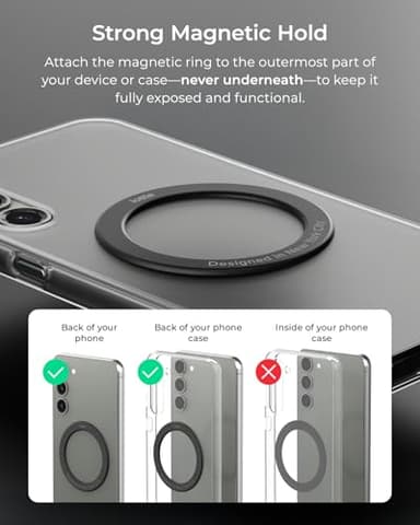 iOttie Treker Travel Essentials Magnetic Airplane Phone Holder with 360° Rotation Swivel Head and Magnetic Ring Adapter for Universal Compatibility with MagSafe, Qi2, iPhone, and Android Smartphones - Image 3