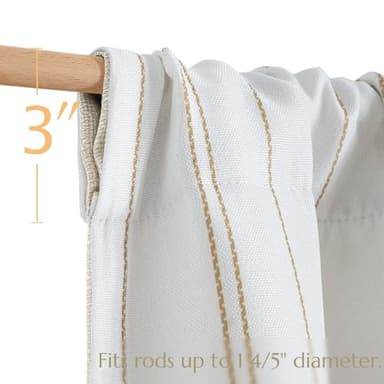 jinchan Striped Blackout Valance Curtain for Kitchen Linen Look Valance for Windows 18 Inch Modern Framhouse for Living Room Bedroom Bathroom Room Darkening Rod Pocket 1 Panel Yellow on White - Image 5