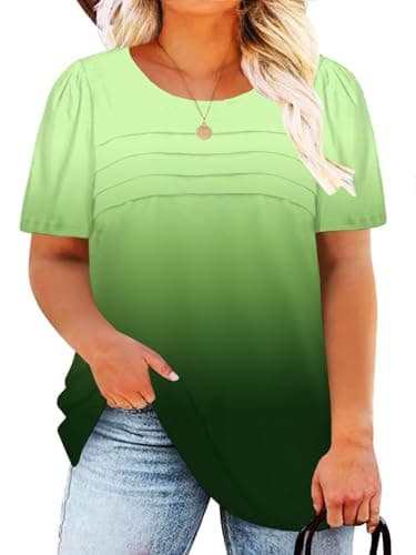 Plus Size Tops for Women Fashion Ombre Shirts Cute Crewneck Comfy Tees YH004 2XL - Image 1