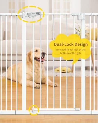 InnoTruth 29-39.6”Baby Gate for Stairs,36" Extra Tall Dog Gate for The House,Dual-Lock Safety and One Hand Opening Design,Kid Gate for Doorways,Kitchen,Room,Wall-Friendly Pressure Mounted, Pure White - Image 4