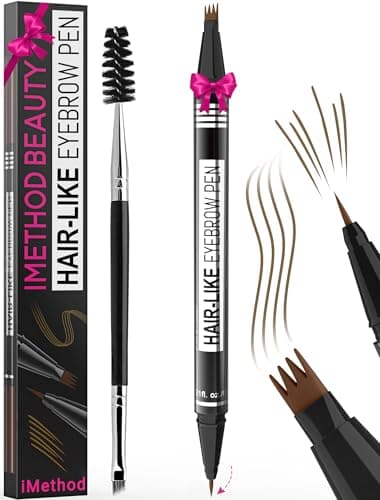 iMethod Eyebrow Pen - Eyebrow Pencil Magical 2-in-1 Eye Brow Pencils for Women with 4-Fork-Tip & Precise Brush-Tip for Natural Hair-Like Brows, Last All-Day, with Eyebrow Spoolie Brush, Brown - Image 1