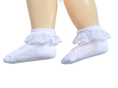 EPEIUS 3 Pair Baby-Girls Eyelet Frilly Lace Socks Princess Ankle Socks White/Pink/Ivory 12-24 Months,Toddler Shoe Size 5-9 - Image 7