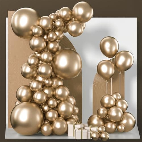 PartyWoo Chrome Gold Balloons 85 pcs Metallic Balloons Different Sizes Pack of 18 12 10 5 Inch Gold Balloon Arch Kit Balloon Garland for Birthday Christmas Baby Shower Party Decorations Gold-G127 - Image 1