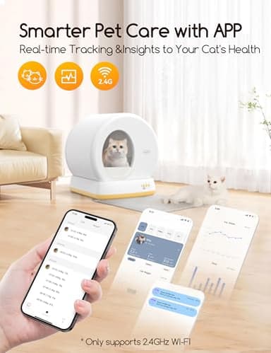 MeoWant Self-Cleaning Cat Litter Box, Advanced Safety System Automatic Cat Litter Box Perfect for Multi Cats, Extra Large/Odor Control/APP Control Smart Cat Litter Box with Mat & Liner, Yellow - Image 3