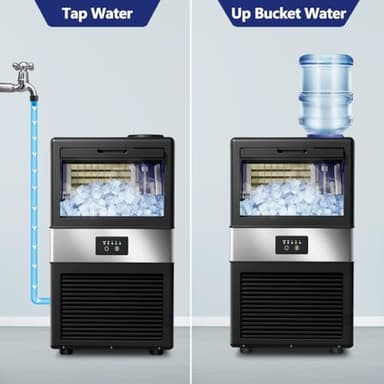 Commercial Ice Maker Machine 90LBS/24H with 18LBS Storage Bin, Stainless Steel Under Counter Large Ice Machine, 2 Water Inlet Modes, Freestanding and Built in Ice Maker for Bars, Home and Offices - Image 5