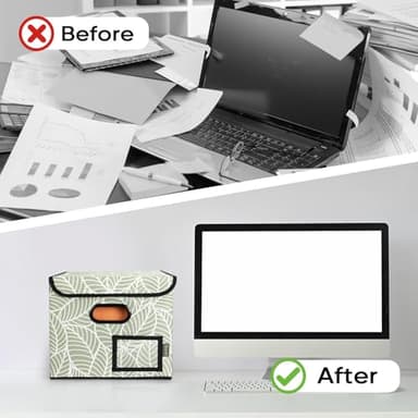 BALEINE File Organizer Box with Lid, Collapsible File Folder Organizer with Plastic Slide, Hanging File Folder Box for Office Document Storage (2 Pack, Antique Foliage) - Image 8