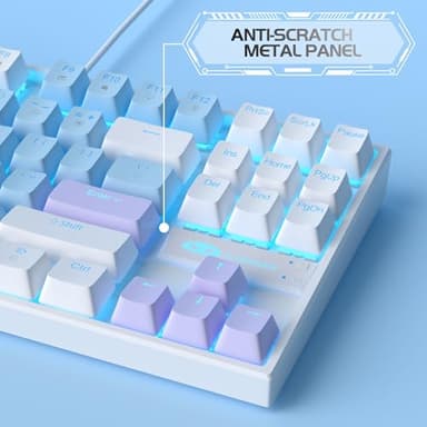 MageGee 75% Mechanical Gaming Keyboard, Blue Switch, LED Blue Backlit, 87 Keys Compact TKL Wired Keyboards for Windows Laptop PC Gamer - Blue/White - Image 7