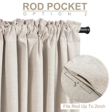 100% Blackout Shield Linen Blackout Curtains for Bedroom 84 Inches Long, Back Tab/Rod Pocket Living Room Drapes, Thermal Insulated Blackout Curtains 2 Panels Set, 50" W x 84" L, Cream - Image 4