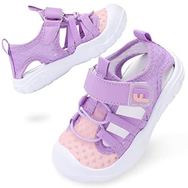 JOINFREE Girls Water Shoes Sports Aqua Athletic Sneakers Lightweight Sport Shoes Sandals Aqua for Beach/Camp/Pool Swim 7 Toddler Pink Purple - Image 1