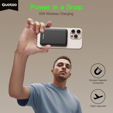 2025 Magnetic 15W Power Bank for iPhone,5000mAh Magsafe Battery Pack with 20w Fast Charging,Slim Magsafe Power Bank in&Out,with LED Display,Wireless Portable Charger for iPhone17/16/15/14/13/12 Series - Image 2