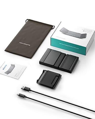 Samsers Foldable Bluetooth Keyboard with Touchpad, Full-Size Wireless Folding Portable Travel Keyboard for iOS Android Windows Mac OS, Support 3 Devices (BT5.1 x 3), Black - Image 9