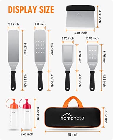 HOMENOTE Griddle Accessories Kit, Exclusive Griddle Tools Spatulas Set for Blackstone - 8 Pcs Commercial Grade Flat Top Grill Accessories - Great for Outdoor BBQ, Teppanyaki and Camping, Black - Image 6