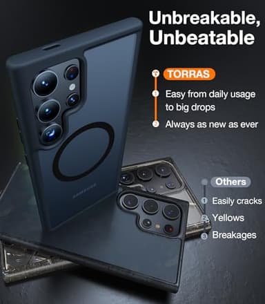 TORRAS Magnetic Shockproof for Samsung Galaxy S25 Ultra Case, Fit for MagSafe, 4X Military Grade Protection, Translucent Slim Case for Samsung S25 Ultra Case Anti-Fingerprint Anti-Scratch, Black - Image 7