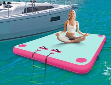 Wauffua Inflatable Floating Dock for Lakes, Thick Lake Floats for Adults, Non-Slip Air Dock Platform with Portable Carrying Bag and Ladder, Floating Platform Island for Pool Beach Ocean - Image 8