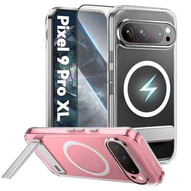Oneagle Magnetic Clear for Google Pixel 9 Pro XL Case with [Metal Kickstand + Screen Protector],[Fit for MagSafe][30X Anti-Yellow][15FT Military Grade Shockproof] Hard Back Pixel 9 Pro XL Phone Case - Image 1