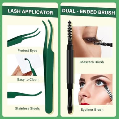 KEYYOU Lash Clusters Kit 144pcs Thick Volume D Curl Lash Clusters Lash Extension Kit with Mascara Brush Bond and Seal Lash Glue Remover Lash Applicators Lash Brush for DIY Lash Extensions (Y02 Kit) - Image 8