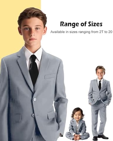 KEYWANTS Suits for Teenage Boys Size 14 Kids Tuxedo Teens Wedding Formal Dresses Outfits Gray Jacket Pants and Vest Set - Image 3