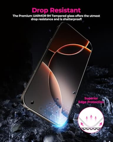 Upcommon UARMOR Clear Screen Protector for iPhone 16 Pro Max [6.9 Inch] Double Strength 9H Tempered Glass with Easy Installation Kit, Anti-Scratch, Case Friendly Fit- 2Pack - Image 4