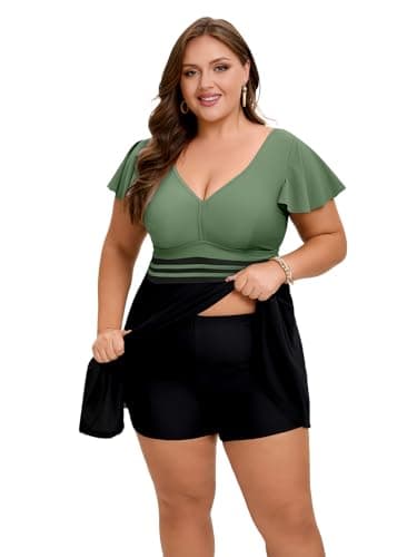 Arolina Womens Tankini Bathing Suits Swim Dress Swimwear Curvy Full Coverage Modest Bathing Suit - Image 4