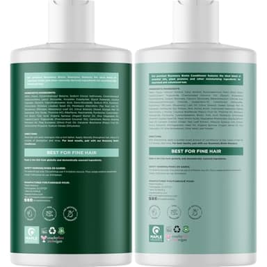 Biotin Rosemary Shampoo and Conditioner Set - Vegan Biotin Shampoo and Conditioner Set Volumizing Complex with Rosemary Essential Oil for Fine Weak & Dull Hair - Sulfate & Paraben Free (16 Fl Oz) - Image 2