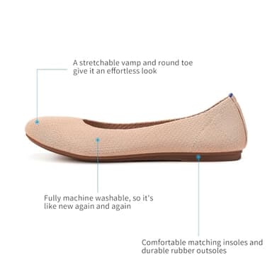 Frank Mully Women's Knit Ballet Flat Round Toe Flat Shoes Slip On Classic Low Wedge Ballerina Shoes, Ecru, 7 - Image 6