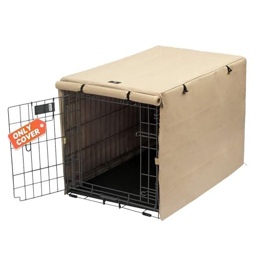 X-ZONE PET Double Door Dog Crate Cover - Polyester Pet Kennel Cover (Fits 24 30 36 42 48 inches Wire Crate) (30Inch, Tan) - Image 1